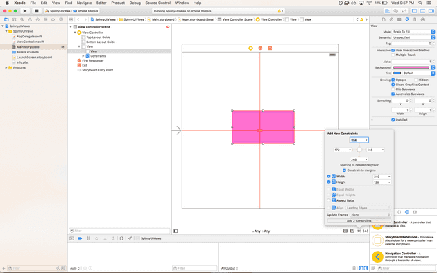 "Add width and height constraints to UIView"