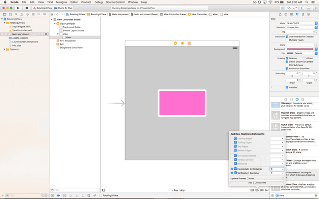 "Add aligning constraints to UIView"