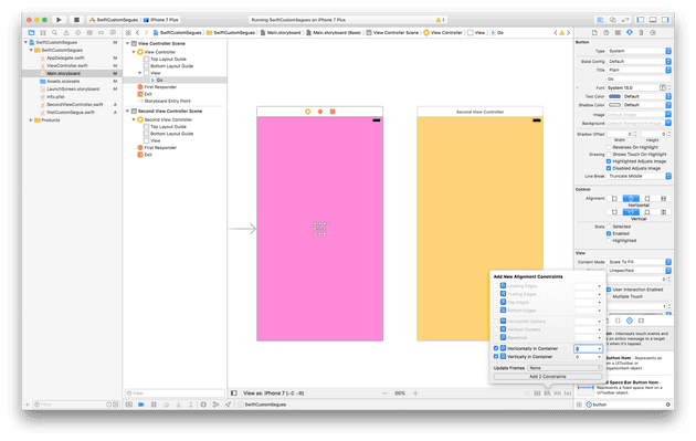 "Adding constraints: horizontal, vertical"