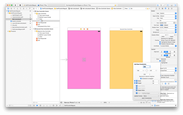 "Adding constraints: height, width"