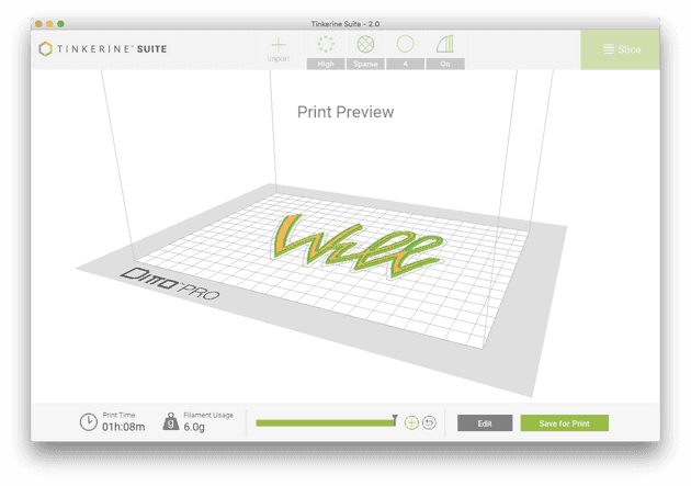 Tinkerine DittoPro printing software